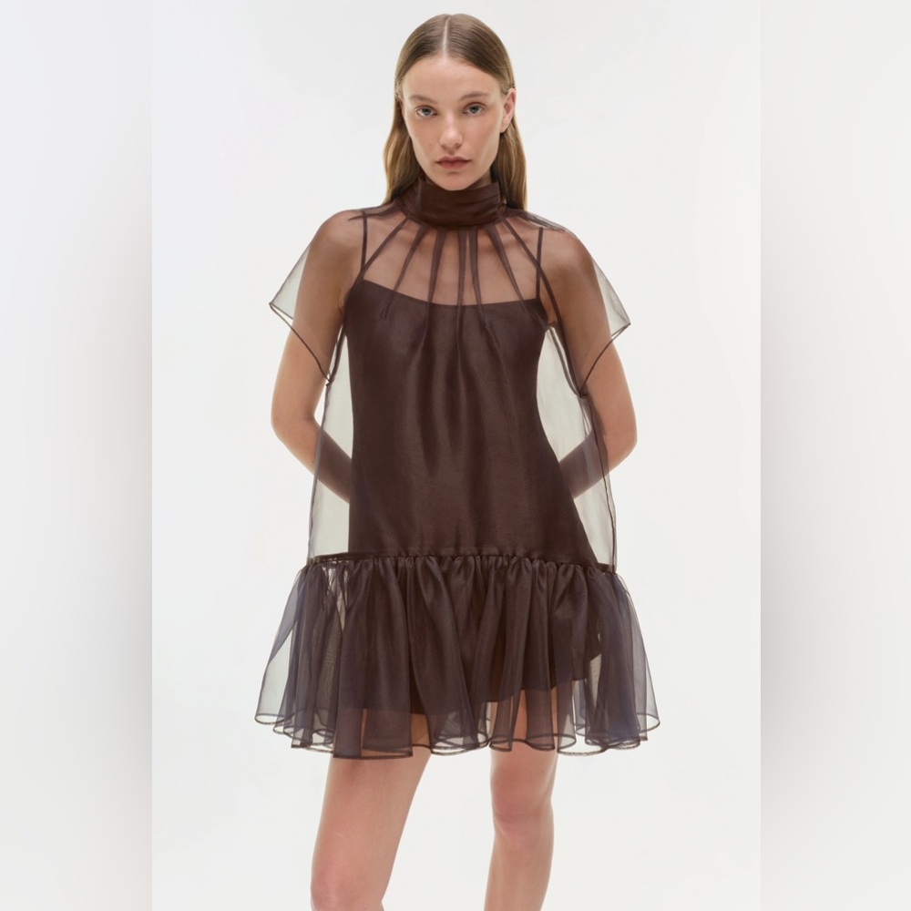 Simkhai // NWT Beaux Organza Brown Dress